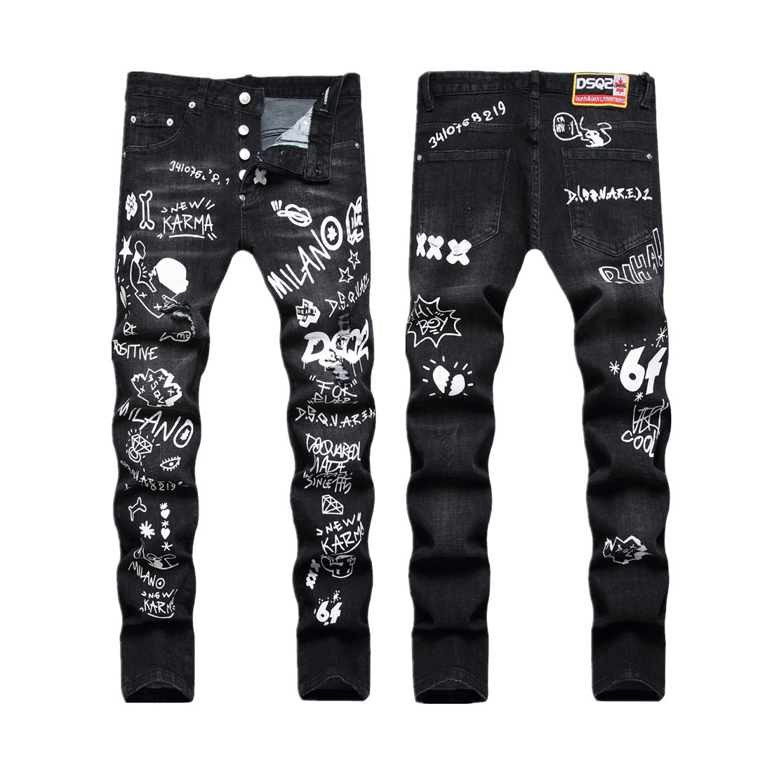 SOLO-DSQ2 Frayed patch Jeans