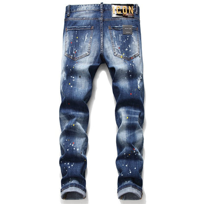 SOLO-DSQ2 Maple leaf hole badge Jeans