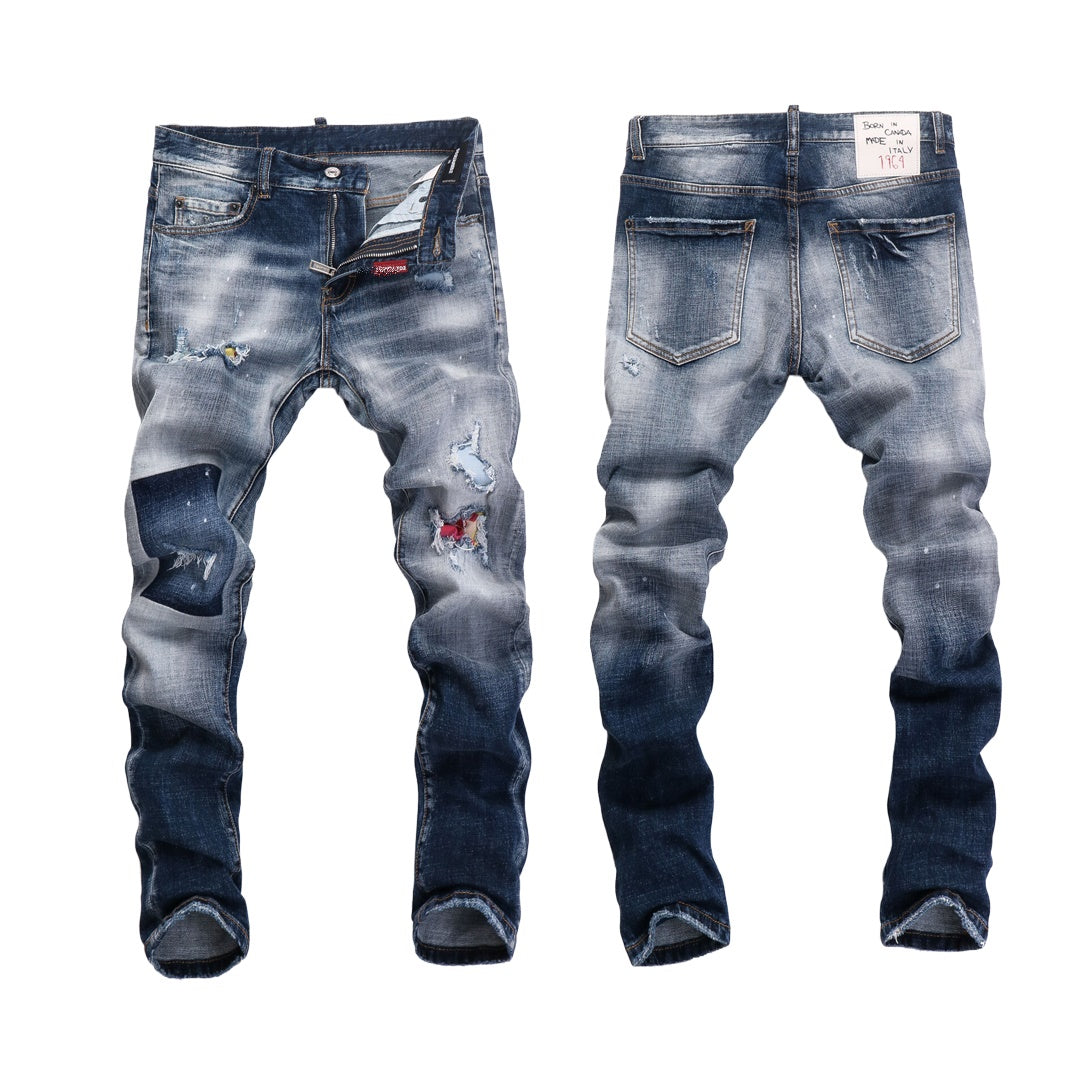 SOLO-DSQ2 ripped patch jeans