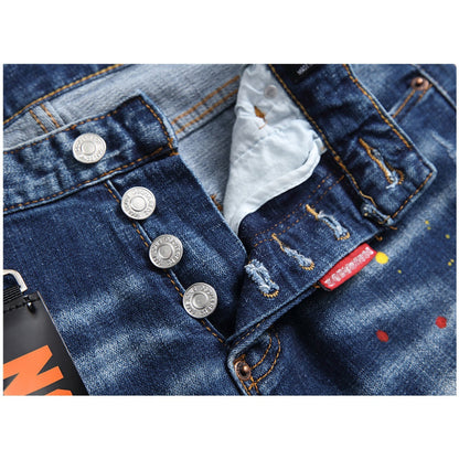 SOLO-DSQ2 Maple leaf hole badge Jeans