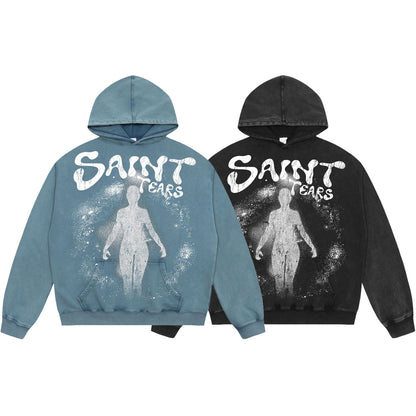 SOLO-Saint Michael Print Washed Hoodie