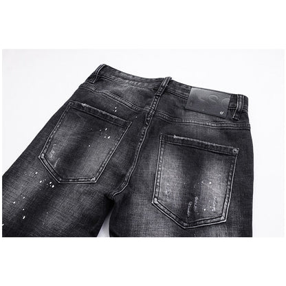 SOLO-DSQ2 Hole spray ink wash Jeans