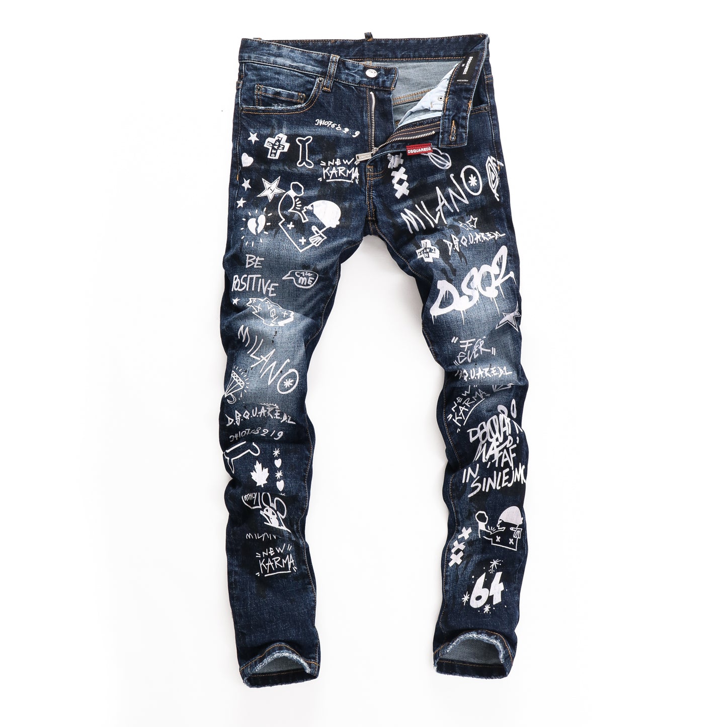 SOLO-DSQ2 Blue Graffiti Jeans