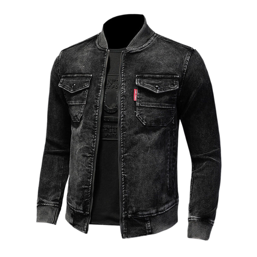 SOLO-DSQ2 Black Distressed Denim Jacket