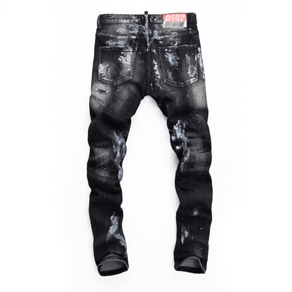 SOLO-DSQ2 2025ss Ripped Black Jeans