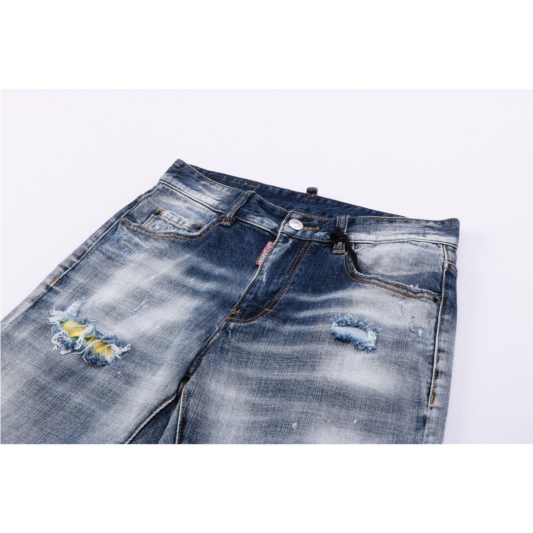 SOLO-DSQ2 ripped patch jeans