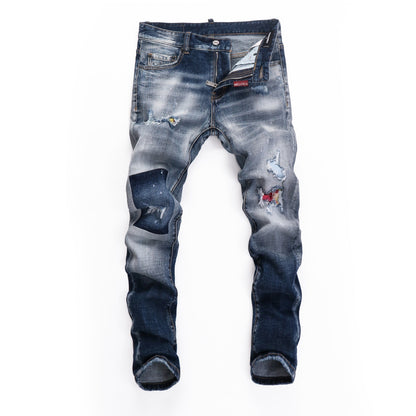 SOLO-DSQ2 ripped patch jeans