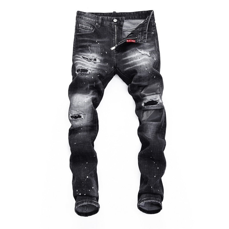 SOLO-DSQ2 Hole spray ink wash Jeans