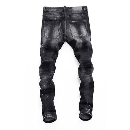 SOLO-DSQ2 Hole spray ink wash Jeans